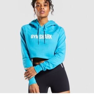 Gymshark turquoise cropped hoodie women Medium